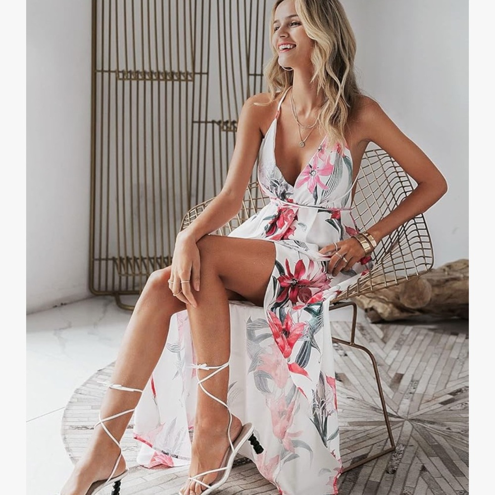 Floral backless Maxi Dress